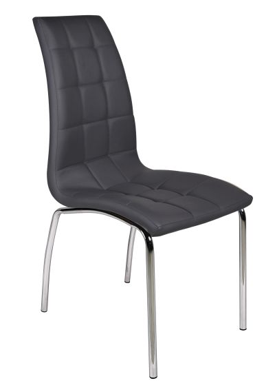FURNITEX - DC2-092 Krzesło | Ekoskóra | Szare | Nogi chrom