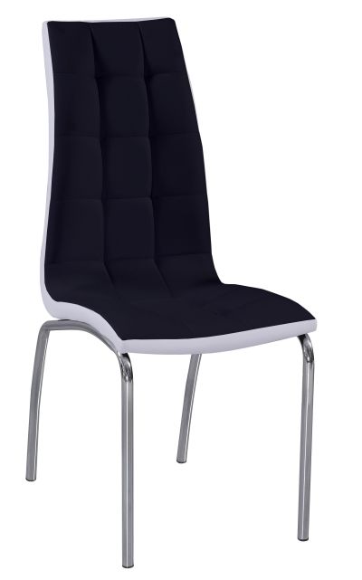 FURNITEX - DC2-092 Krzesło | Ekoskóra | Czarno-białe | Nogi chrom
