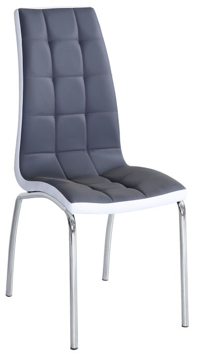 FURNITEX - DC2-092 Krzesło | Ekoskóra | Szaro-białe | Nogi chrom
