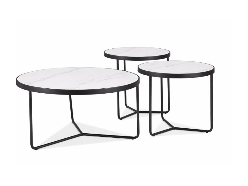 SIGNAL - DEMETER Ława | Ceramika Biały mat | Stelaż czarny