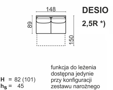 Meblomak - DESIO El.2,5-os. 2,5R rozkładany