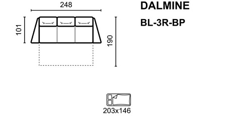 Meblomak - DALMINE Sofa 3-osob. BL-3R-BP rozkładana