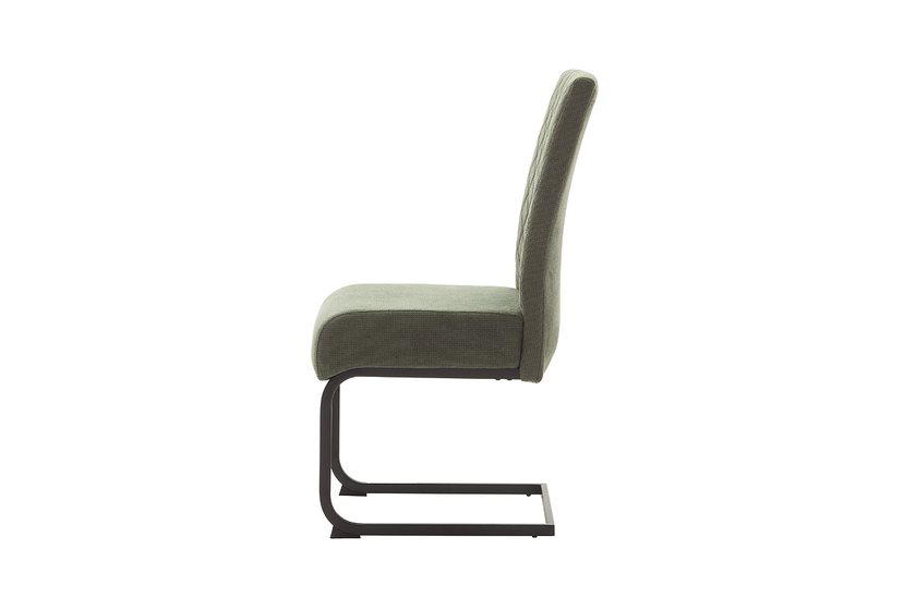MC AKCENT - DERRY Krzesło na płozie | Stelaż metal lakier czarny mat | Tkanina typu szenil Oliwka | DESS34OL