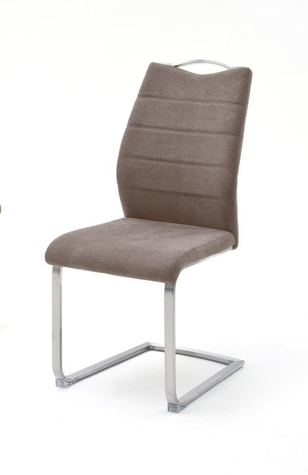 MC AKCENT - FERRERA Krzesło | Stal szlachetna szczotkowana | Tkanina cappuccino | FEFE36CX