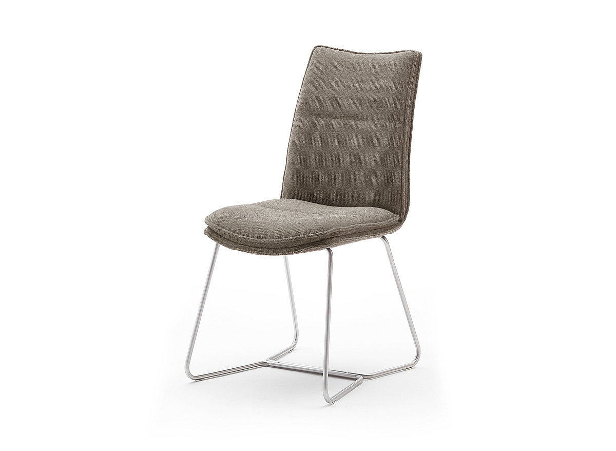 MC AKCENT - HAMPTON E Krzesło stelaż rurka stal szlachetna szczotkowana | uchwyt tylny | tkanina szenil cappuccino | HAKE51CX