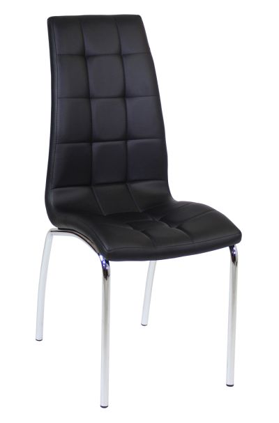FURNITEX - DC2-092 Krzesło | Ekoskóra | Czarne | Nogi chrom