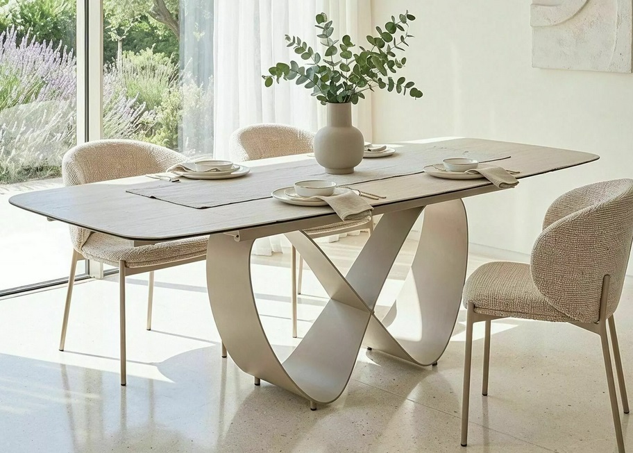 SIGNAL - INFINITY CERAMIC Stół 160-240x95cm | TRAVERTINE Beż | Stelaż Kaszmir