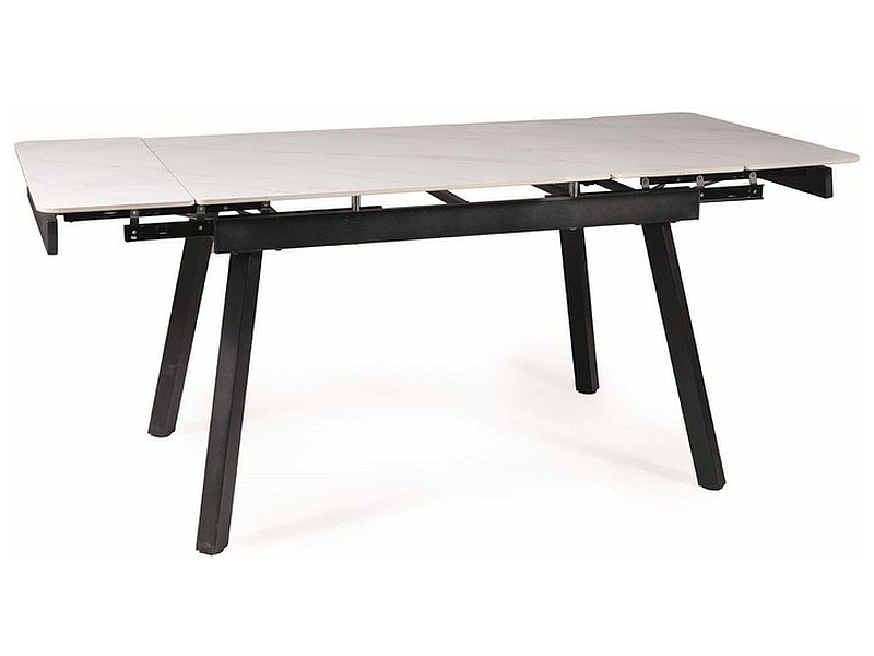 SIGNAL - JOHN Stół 90x150-210 | Biały połysk | Czarny mat