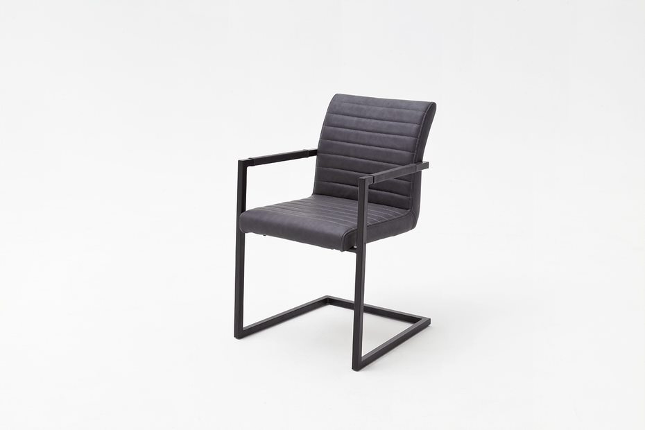 MC AKCENT - KIAN A Krzesło z podłokietnikiem na płozie | ekoskóra vintage szara | KAA599GX