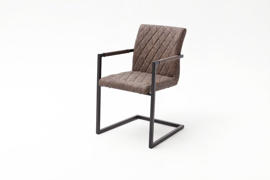 MC AKCENT - KIAN B Krzesło z podłokietnikiem na płozie | ekoskóra vintage brąz | KBA599BX