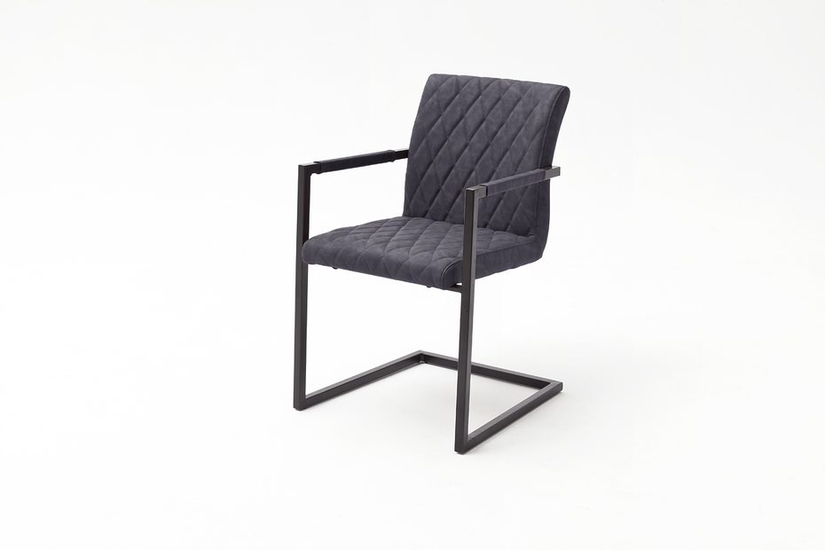 MC AKCENT - KIAN B Krzesło z podłokietnikiem na płozie | ekoskóra vintage szara | KBA599GX