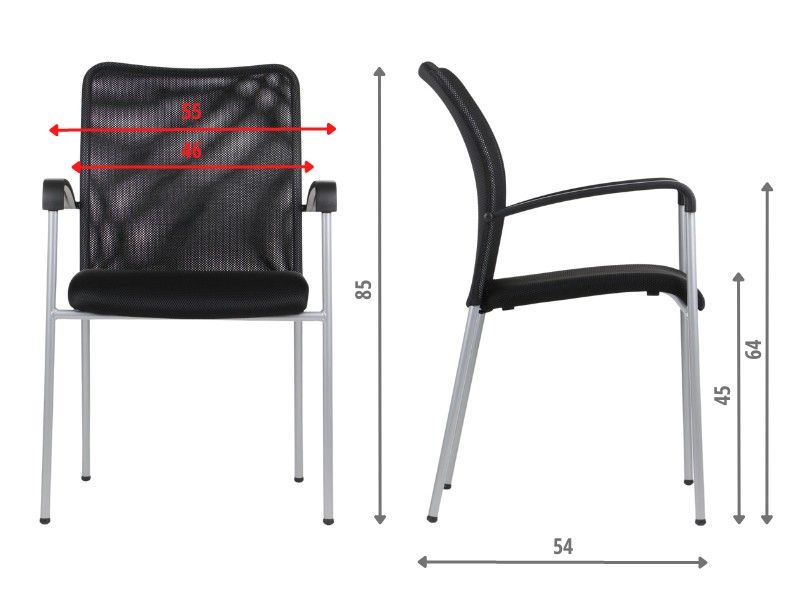 STEMA - Krzesło konferencyjne HN-7501 | Stelaż szary | Kubełek czarny