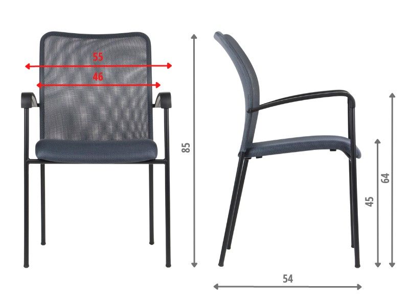 STEMA - Krzesło konferencyjne HN-7501 | Stelaż czarny | Kubełek szary