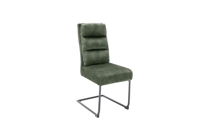 MC AKCENT - LAMPANG Krzesło na płozie | stelaż lakier czarny mat | Tkanina oliwka | LASS47OL