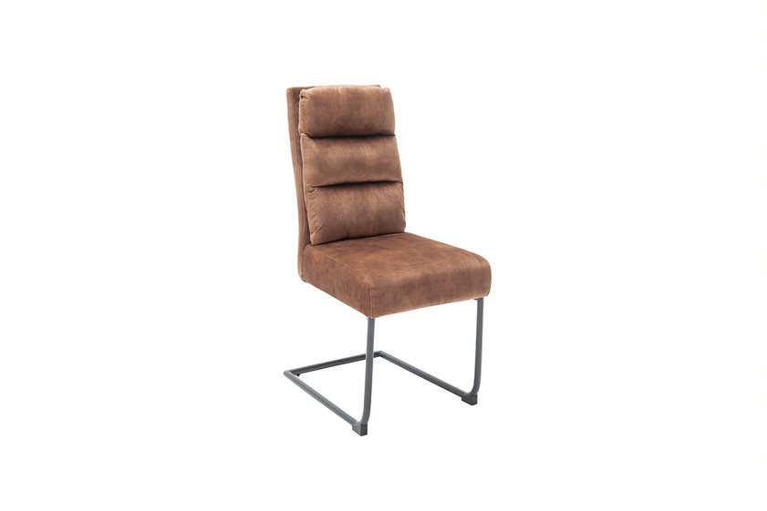 MC AKCENT - LAMPANG Krzesło na płozie | stelaż lakier czarny mat | Tkanina brązoworuda | LASS47RB