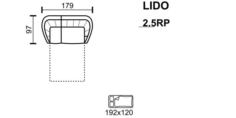 Meblomak - LIDO Sofa 2,5RP 2,5-osobowa rozkładana z pojemnikiem