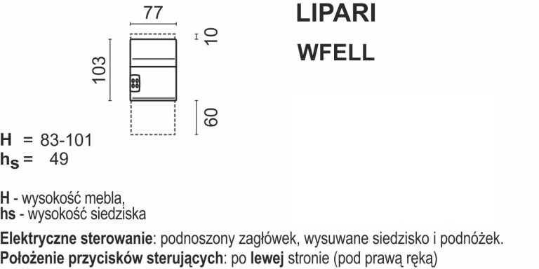 Meblomak - LIPARI wstawka WFELL z funkcją silnik elektryczny lewa