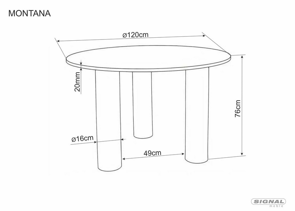 SIGNAL - MONTANA Stoł fi 120cm | Dąb