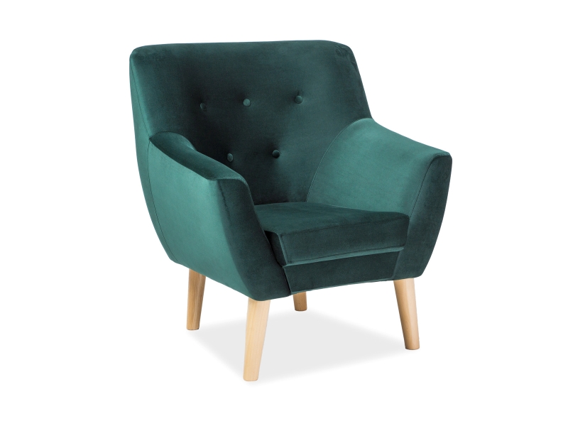 SIGNAL - NORDIC Fotel 1 | Velvet tkanin | Zielony | Bluvel 78 | z PL