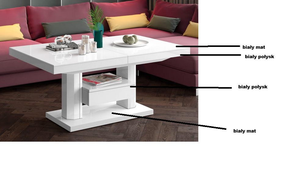 HUBERTUS - QUADRO MAX Ławostół | Biały mat | Biały połysk