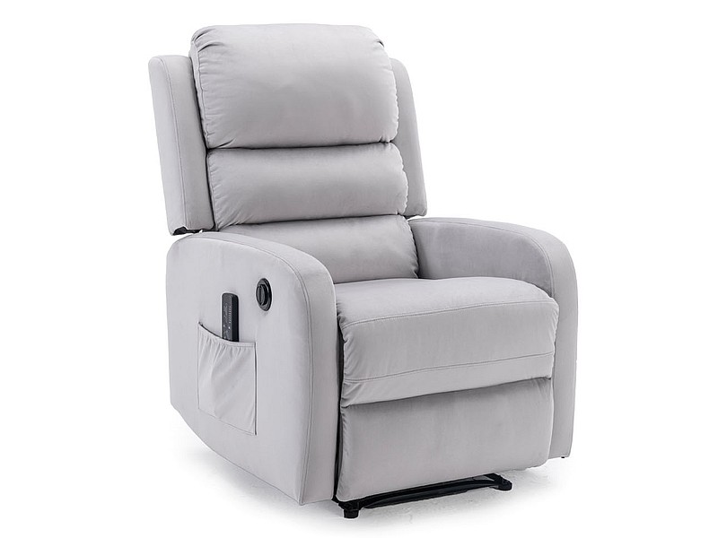 SIGNAL - PEGAZ M Velvet Fotel elektryczny rozkładany z funkcją masażu | Tkanina | Jasny Szary Bluvel 03 | z MR