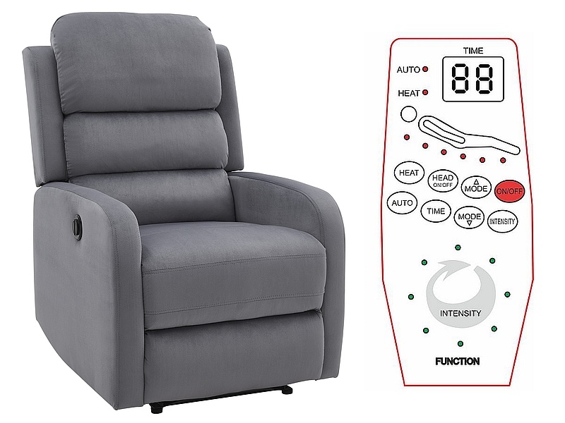 SIGNAL - PEGAZ M Velvet Fotel elektryczny rozkładany z funkcją masażu | Tkanina | Szary Bluvel 14 | z MR