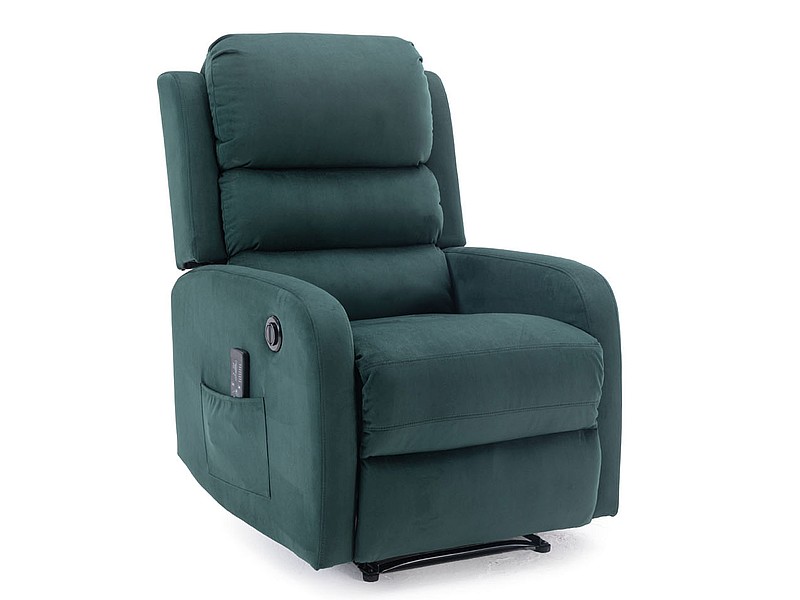 SIGNAL - PEGAZ M Velvet Fotel elektryczny rozkładany z funkcją masażu | Tkanina | Zielony Bluvel 78 | z MR