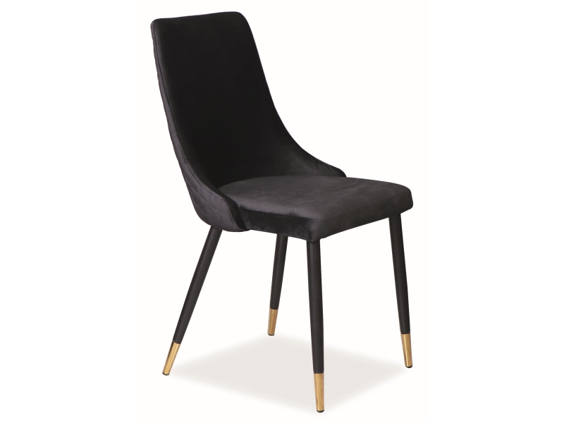 SIGNAL - PIANO Velvet Krzesło | Tkanina | Czarny Bluvel 19 | Stelaż czarno złoty