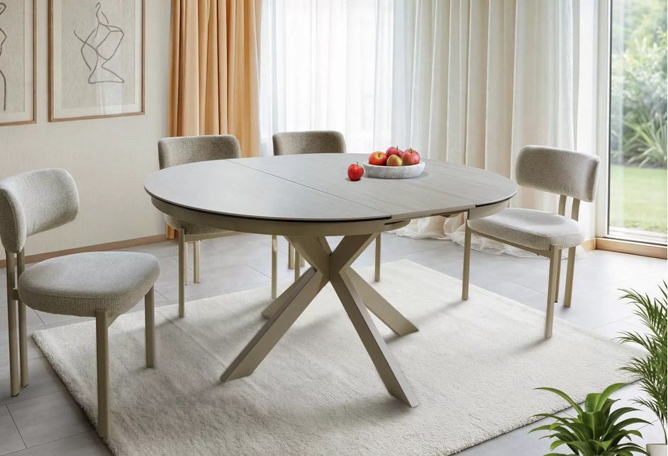 SIGNAL - PORTO CERAMIC Stół 120x120-160x76h | TRAVERTINE Beż | Kaszmir
