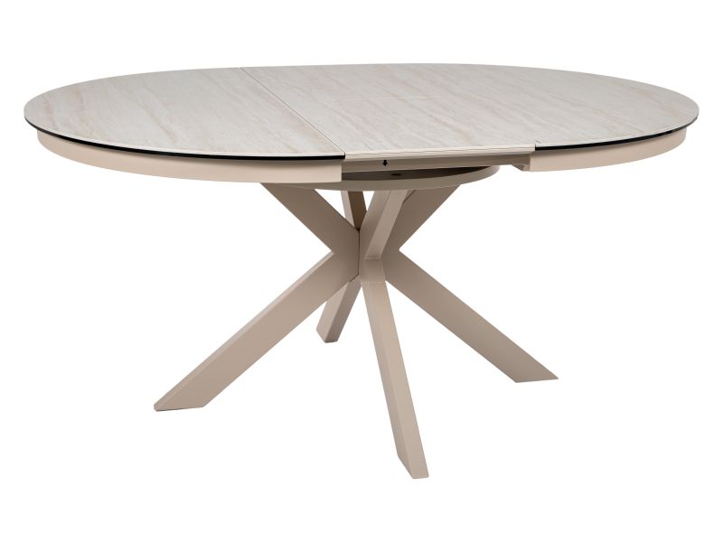 SIGNAL - PORTO CERAMIC Stół 120x120-160x76h | TRAVERTINE Beż | Kaszmir