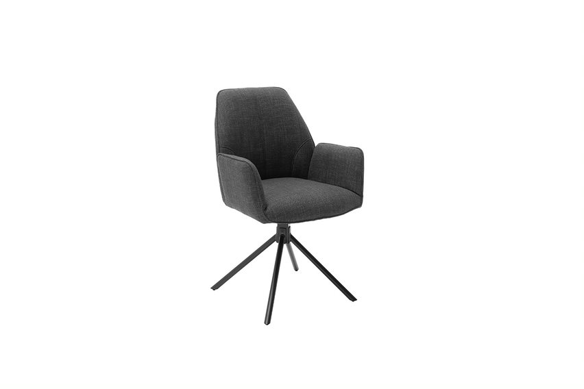MC AKCENT - PEMBA Krzesło z podłokietnikiem | Nogi skośne | Metal czarny mat | Obrót siedziska | Tkanina Antracyt | PEAS03AN