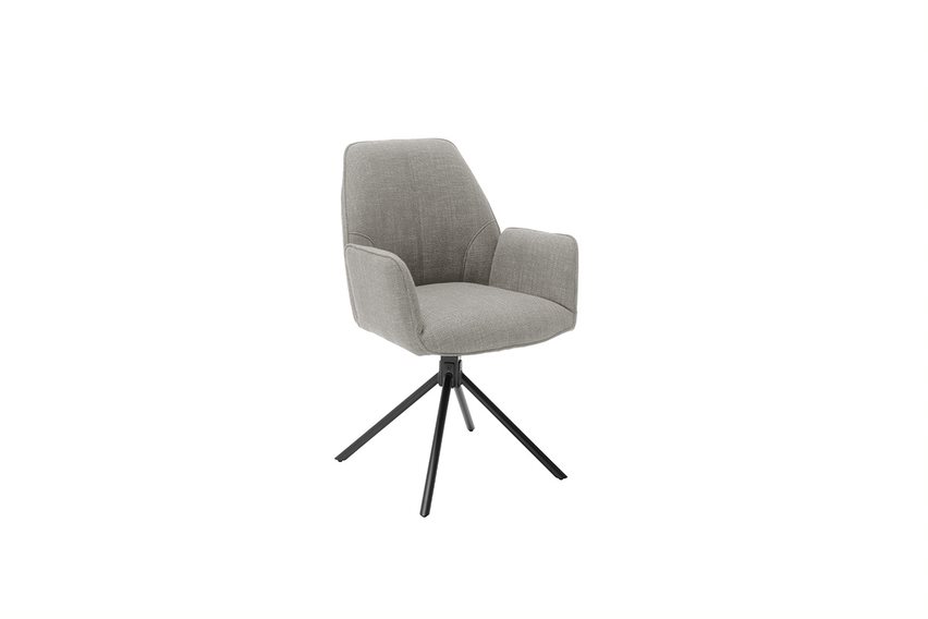 MC AKCENT - PEMBA Krzesło z podłokietnikiem | Nogi skośne | Metal czarny mat | Obrót siedziska | Tkanina Cappuccino | PEAS03CX
