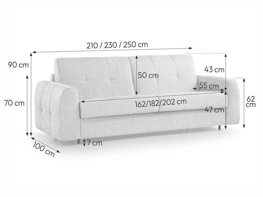 Mars Meble - PERONI 140 Sofa na stelażu włoskim | funkcja spania i materac oraz pojemnik