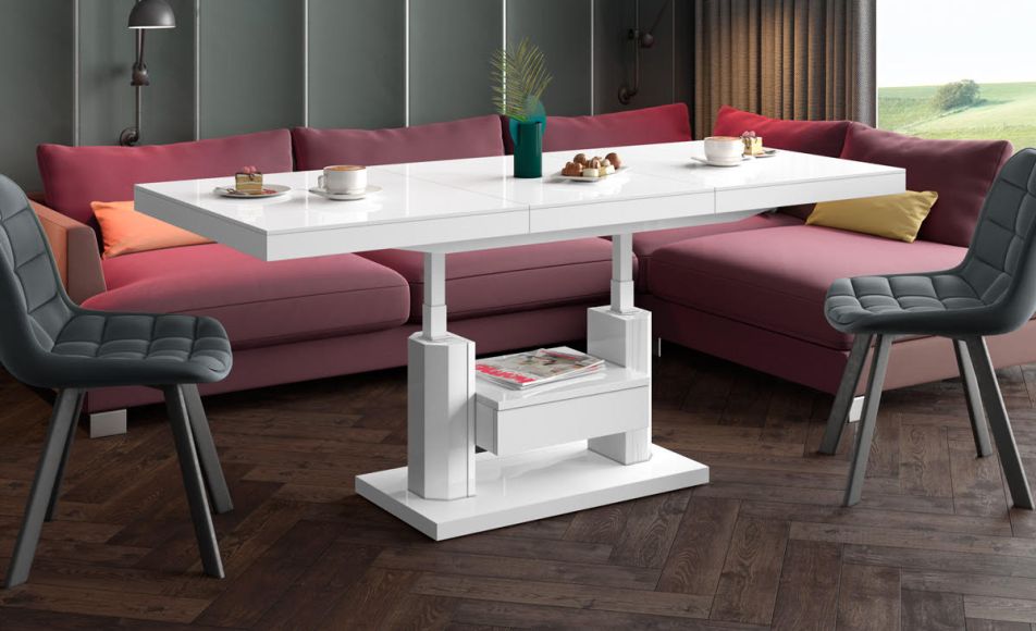 HUBERTUS - QUADRO MAX Ławostół | Biały mat | Biały połysk