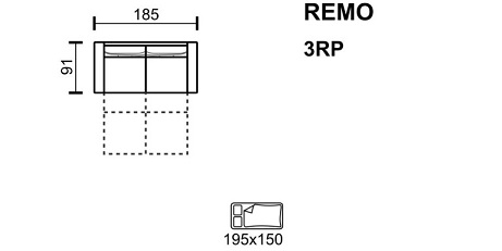 Meblomak - REMO Sofa 3RP 3-osobowa rozkładana z pojemnikiem
