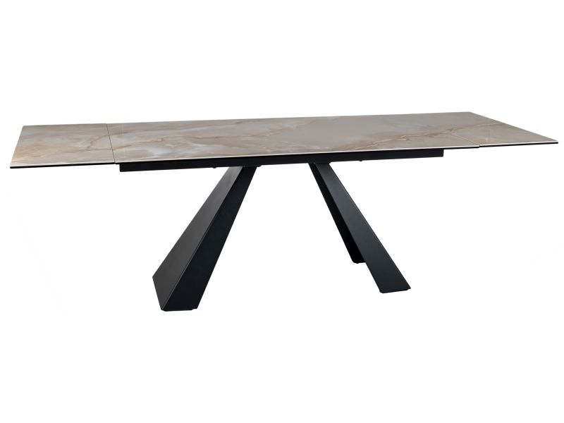 SIGNAL - SALVADORE CERAMIC Stół rozkładany 160-240x90x76 | ONICE ORO Beż | Czarny mat