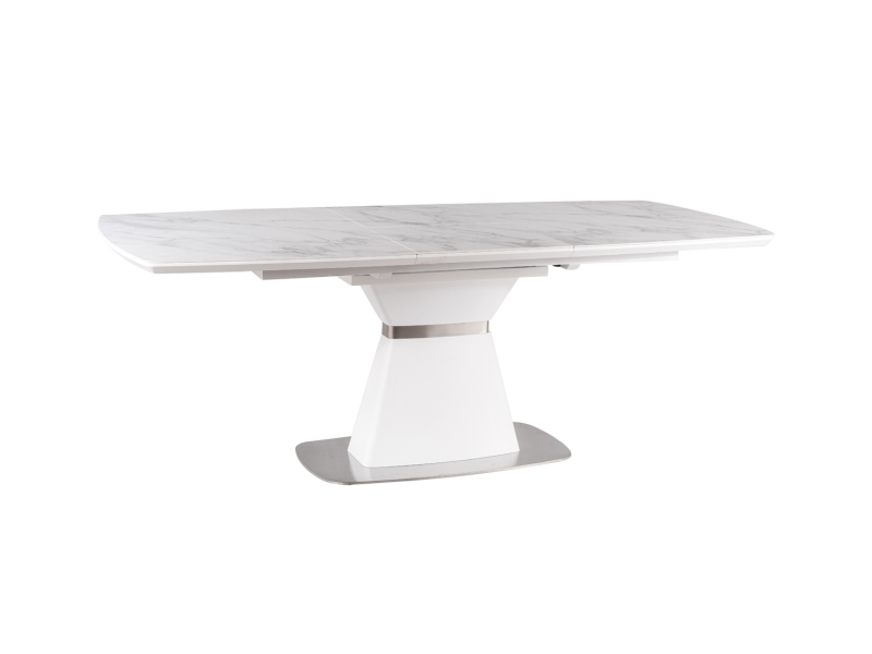 SIGNAL - SATURN II Stół 90x160-210cm | Biały marmur | Biały mat
