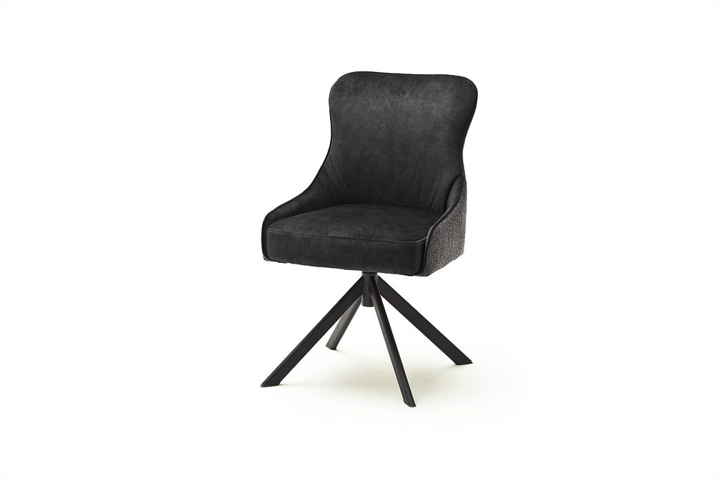 MC AKCENT - SHEFFIELD A Krzesło | Obrót siedziska | 4 Nogi owalne metal czarny mat | Tkanina Antracyt | SHEA66AN | SHGD73SM