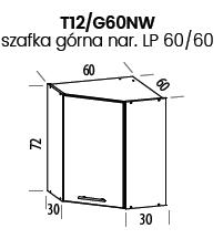 LIVEO - TIFFANY Szafka T12/G60NW | Górna narożna 60/60