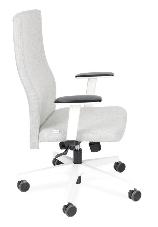 GROSPOL - TEAM W PLUS Fotel Obrotowy White / Chrome | Mechanizm Synchro S1 | Regulowane Podłokietniki | Obciążenie do 150 kg