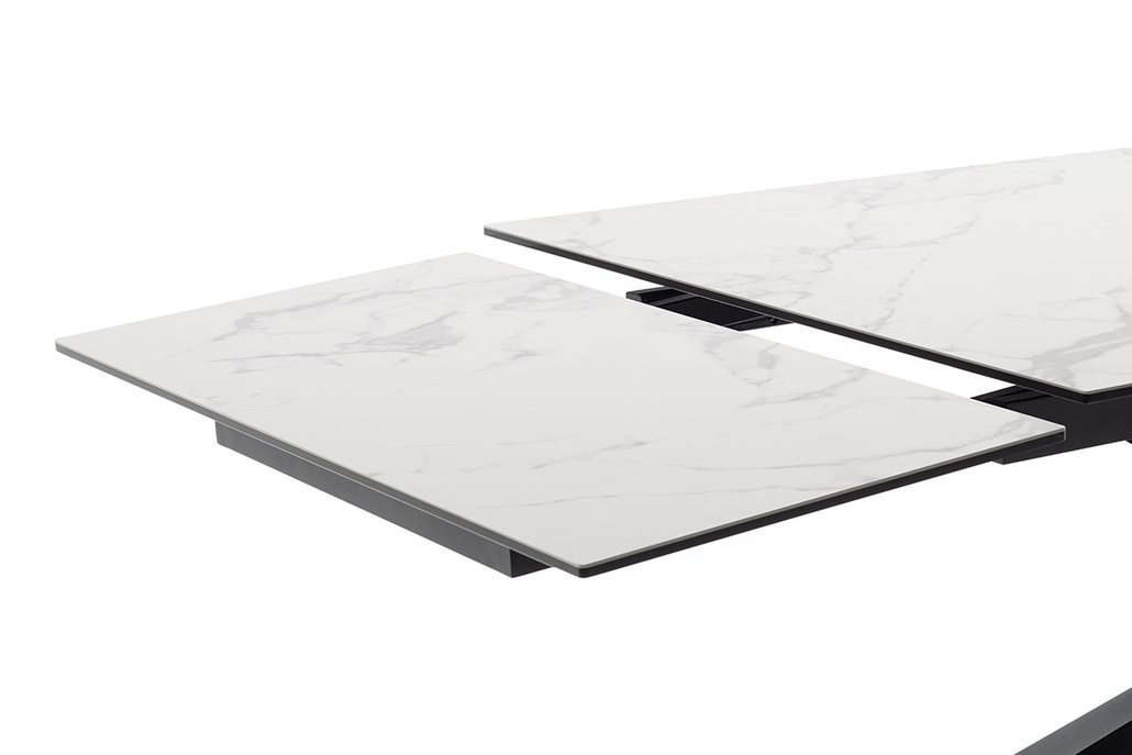 MC AKCENT - TESERO Stół 200-300x95 | Ceramika marmur krem | Stelaż metal czarny mat | TE20SMCM