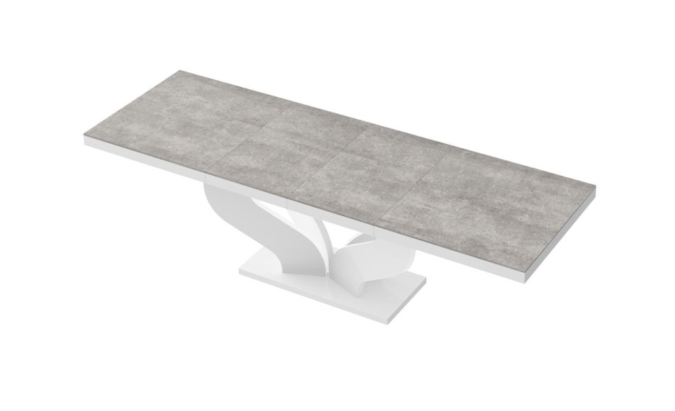 HUBERTUS - VIVA Stół 160-256x89 | Super Print | Beton Grey Stone Mat | Biały połysk