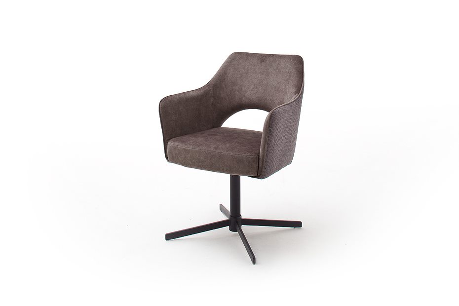 MC AKCENT - VALLETTA Krzesło z obrotem | Podstawa krzyżak lakier czarny mat | Tkanina cappuccino | VAXS90CX