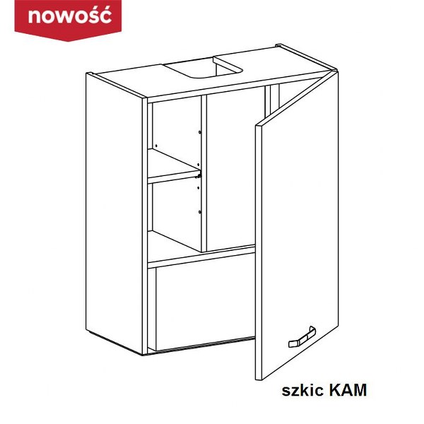 KAM - KAMMONO Szafka WP3C60.1/71 | Górna do szafek o wys. 71 cm | Z okapem | Front frezowany
