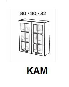 KAM - KAMMONO Szafka WW80/90 | Górna | Witryna | 2-drzwi | Front frezowany