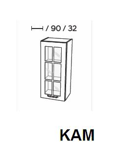 KAM - KAMMONO Szafka WW....1/90 | MN 40-60 | Górna | Witryna | 1-drzwi | Front frezowany