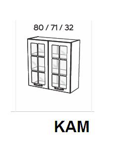 KAM - KAMMONO Szafka WW80/71 | Górna | Witryna | 2-drzwi | Front frezowany