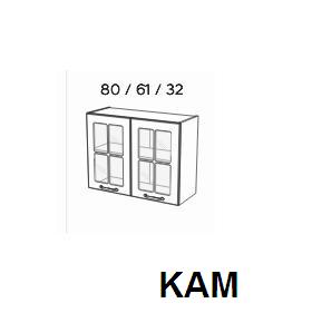 KAM - KAMMONO Szafka WW80/61 | Górna | Witryna | 2-drzwi | Front frezowany
