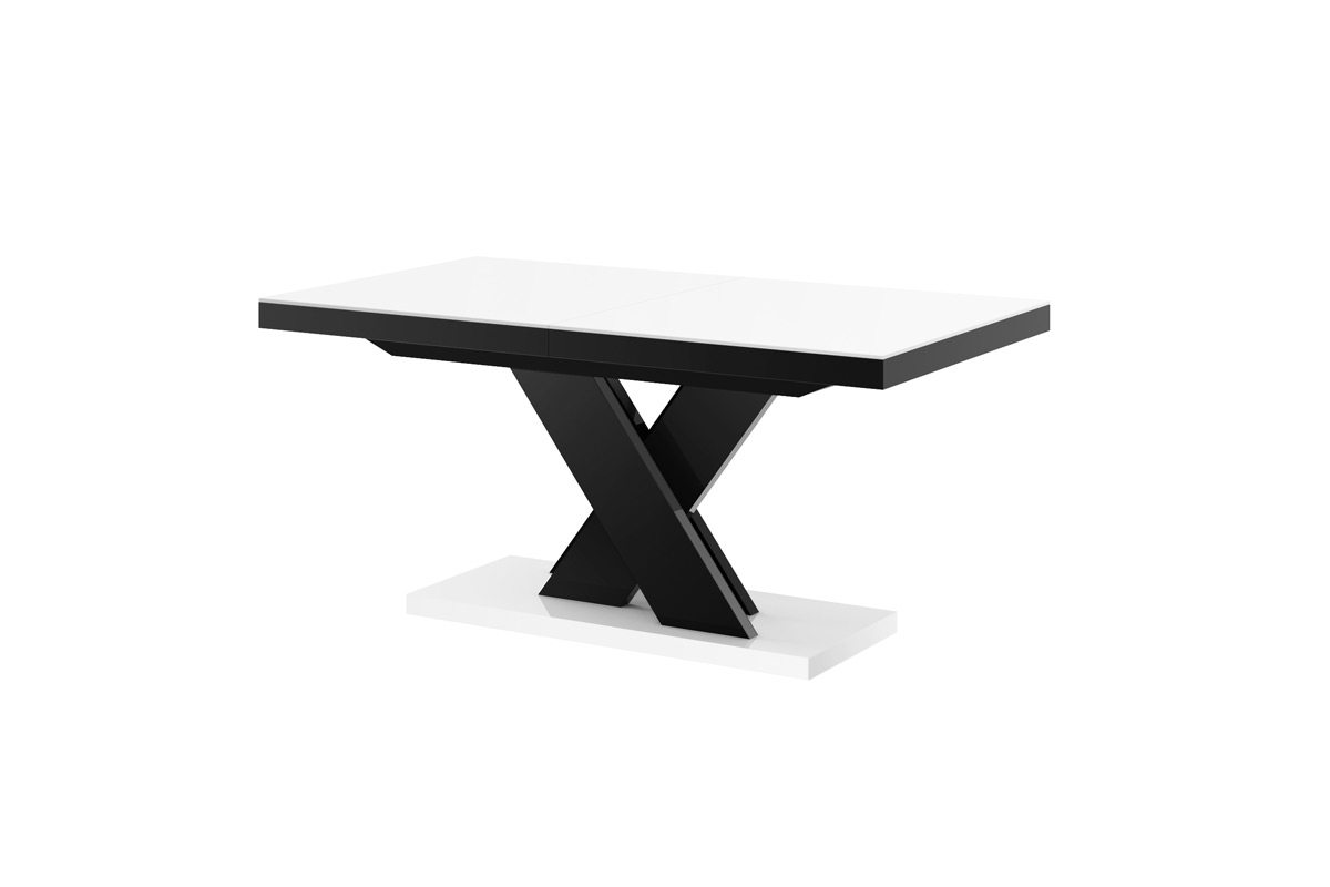 HUBERTUS - XENON LUX Stół 160-256x89 | Blat Biały mat | Noga Czarna
