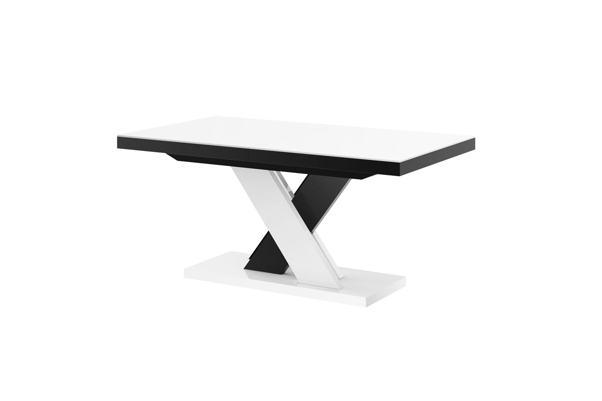 HUBERTUS - XENON LUX Stół 160-256x89 | Blat Biały mat | Noga Biało czarna